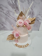 Load image into Gallery viewer, 2 tier flowers & pampas overload cake