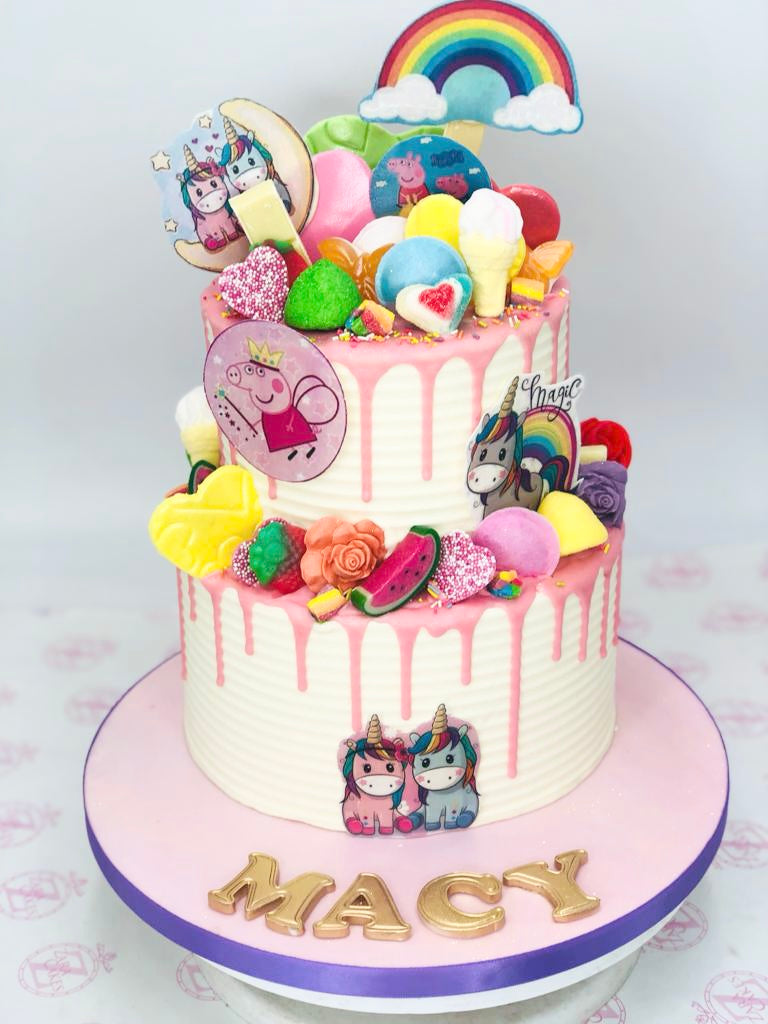 Rainbow & Unicorn Tiered Cake
