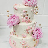 Peony Embroidered Wedding Cake