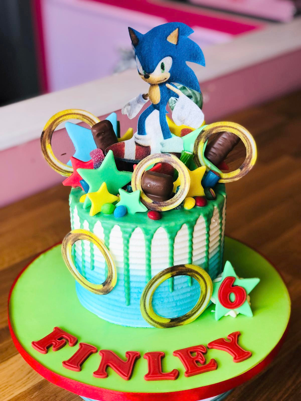 sonic cake with toy