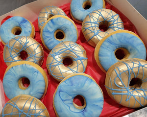 Box of Blue & Gold Doughnuts