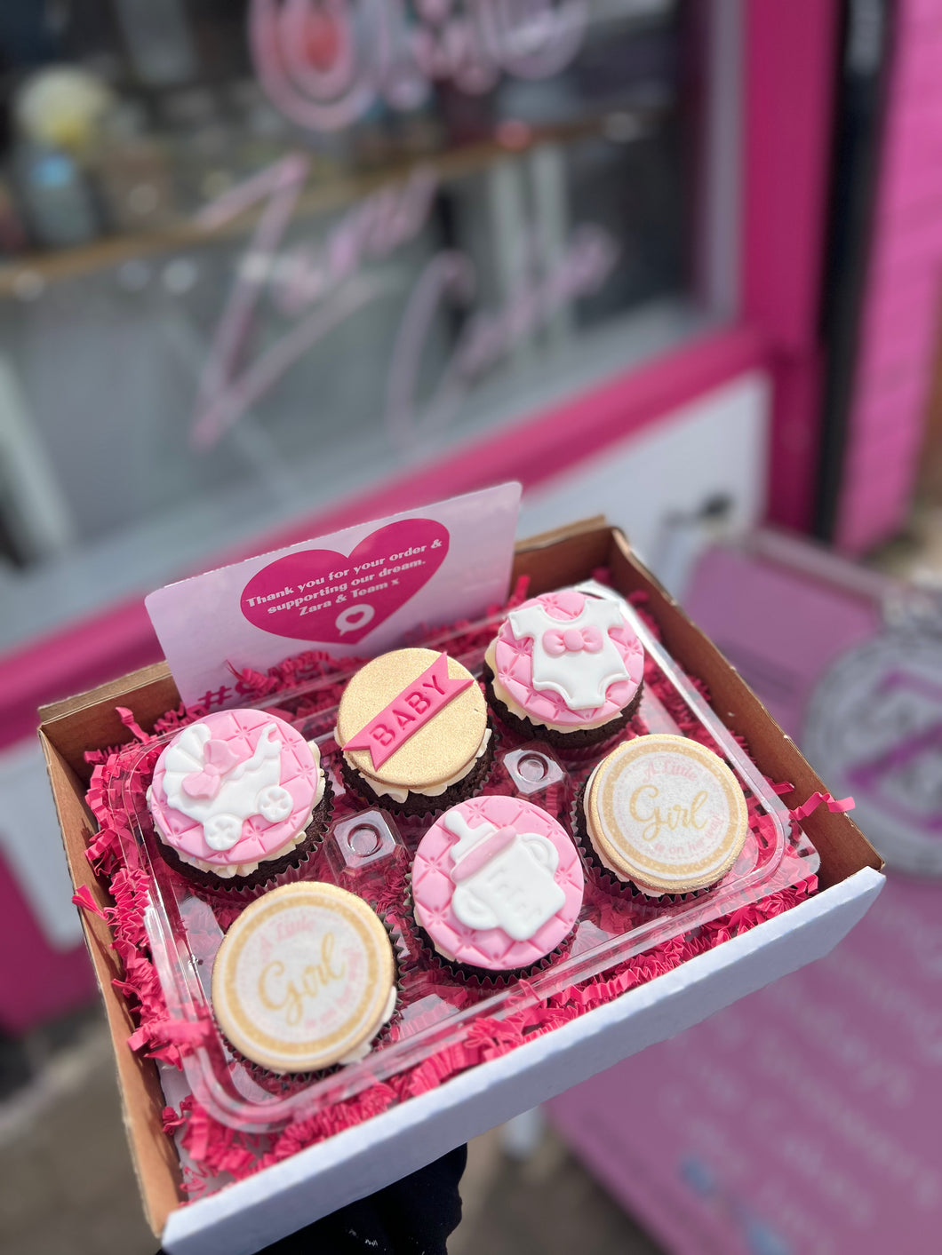 New Baby / Baby Shower Themed Girl Cupcake Gift Box