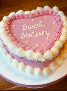Vintage Birthday & any occasion Heart Shaped Cake