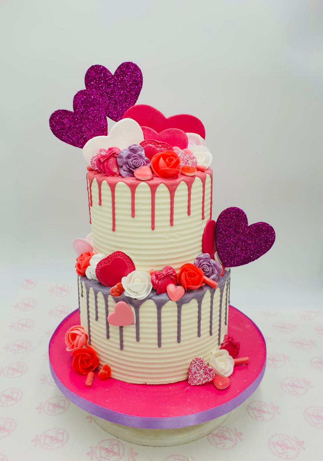 Love & Hearts Tiered Cake