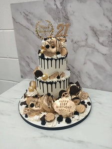 2 tier Black & Gold Overload Cake