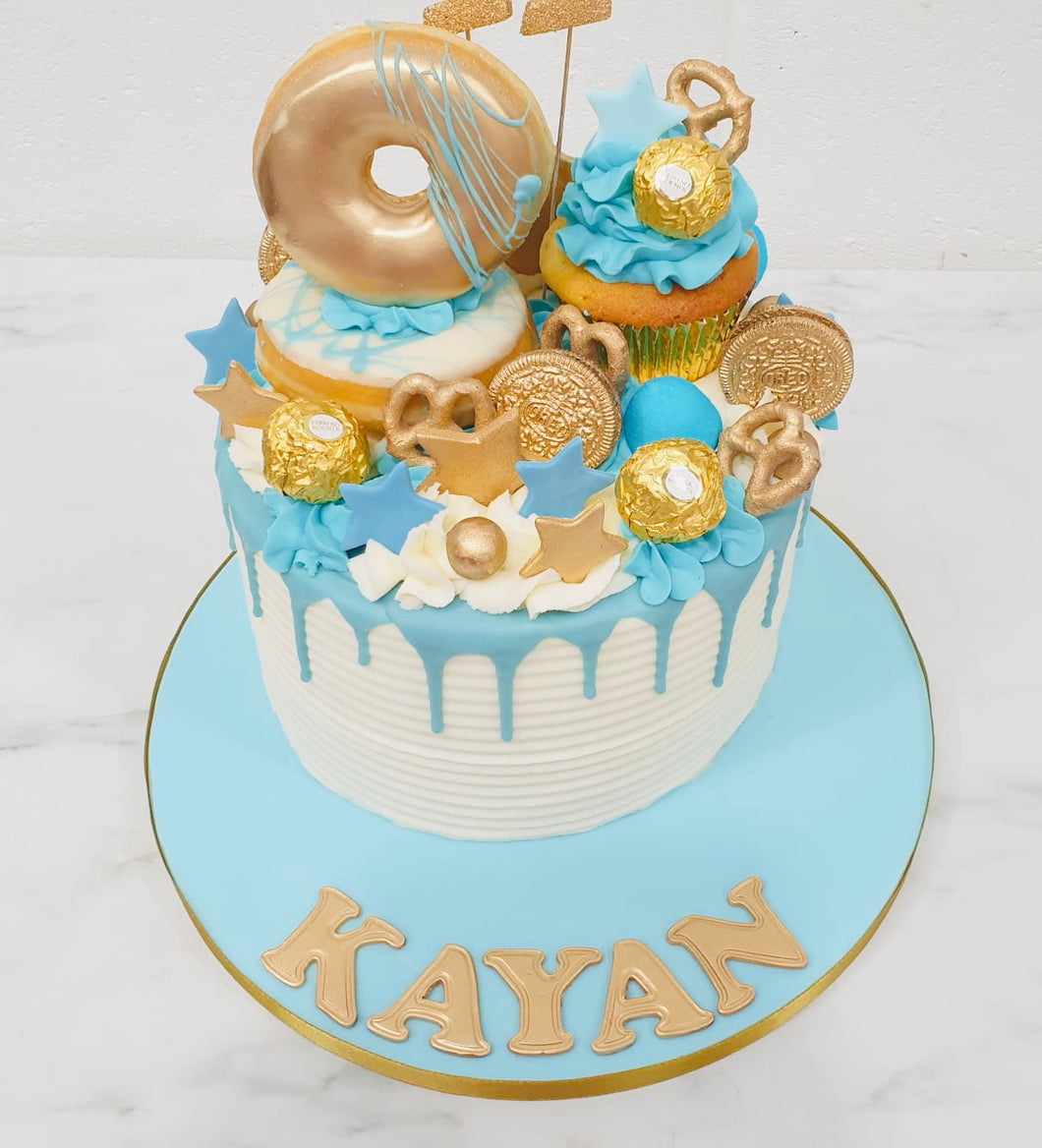 Blue & Gold Graze for Days Cake