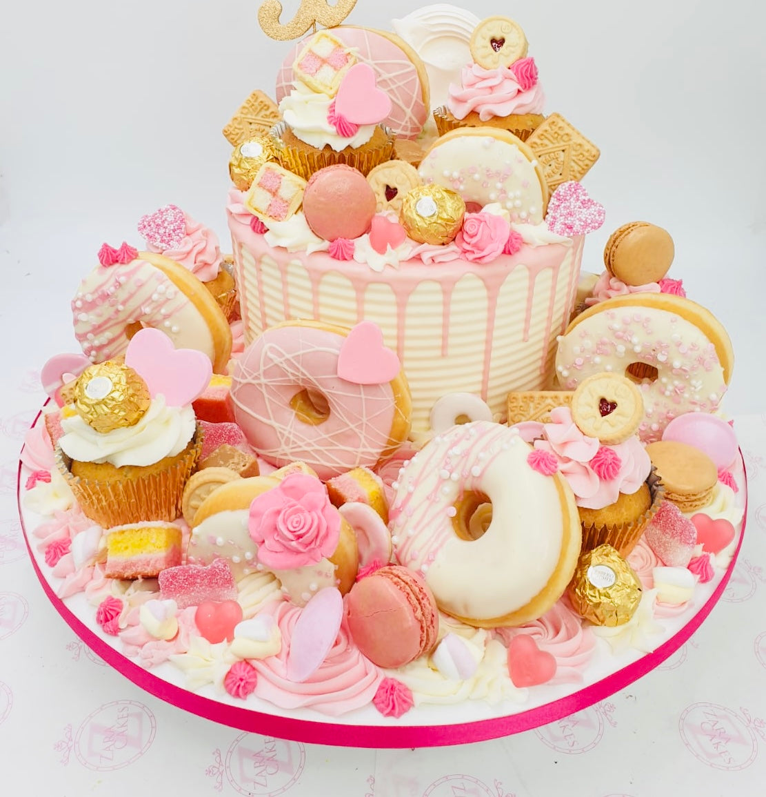 Overloaded Cake Gold Pink EXTRA Overloaded Cake – Zara Cakes