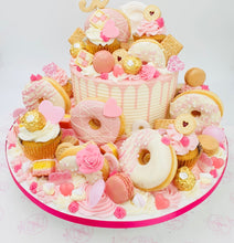 Load image into Gallery viewer, Gold Pink EXTRA Overloaded Cake
