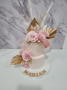 2 tier flowers & pampas overload cake