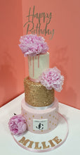 Load image into Gallery viewer, 3 Tier Cake, doughnut &amp; cupcakes
