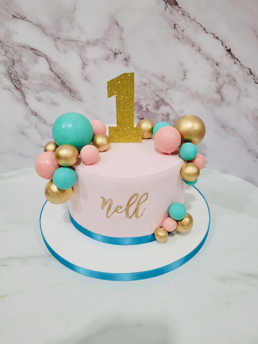3D balloons 1st Birthday Themed Cake