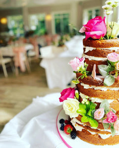 3 tier Floral & fruits NAKED Wedding Cake