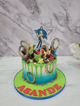 Load image into Gallery viewer, Sonic the Hedgehog Themed drip cake
