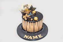 Load image into Gallery viewer, Black &amp; Gold Ferrero Rocher Explosion Drip Cake
