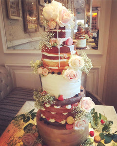 5 tier Floral, fruits  part NAKED Wedding Cake