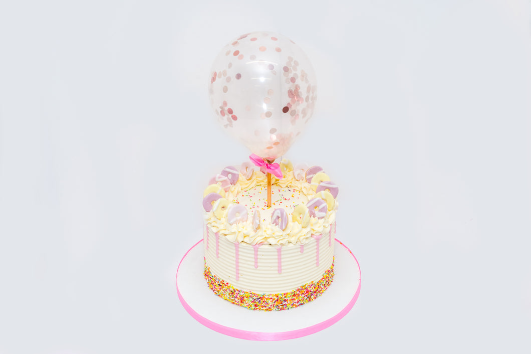 Pretty in pink Birthday Balloon Celebration Cake