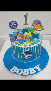 Baby Shark Explosion Birthday Cake