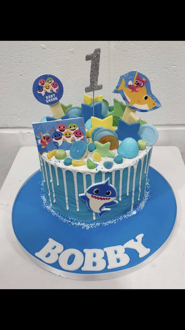 Baby Shark Explosion Birthday Cake