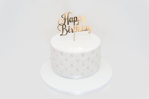 White Sugar Pearls Birthday Celebration Cake