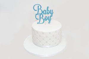 Baby Boy white sugar pearls Celebration Cake